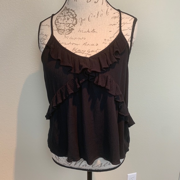 NWOT American Eagle Ruffle Open Back Tank Top Blue - Picture 1 of 6